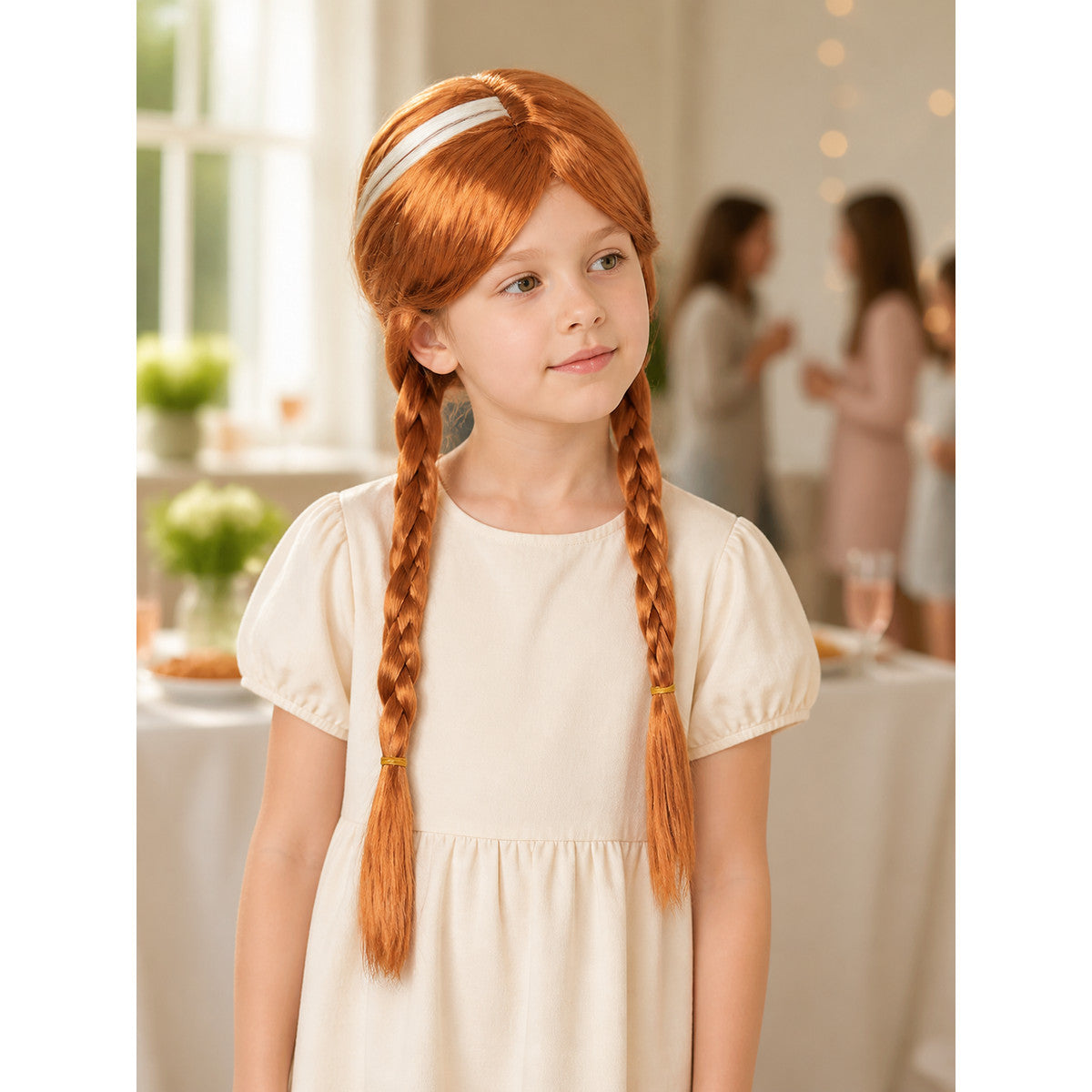 Halloween and cosplay carnival wig with two braids lifestyle view