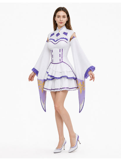 Emilia Cosplay Dress with Tiered Skirt and Sleeves Costume Dresses detail
