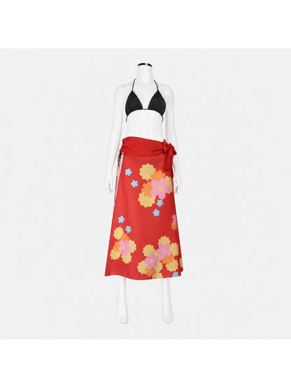 Floral Print Bikini with Skirt for Cosplay Costumes detail
