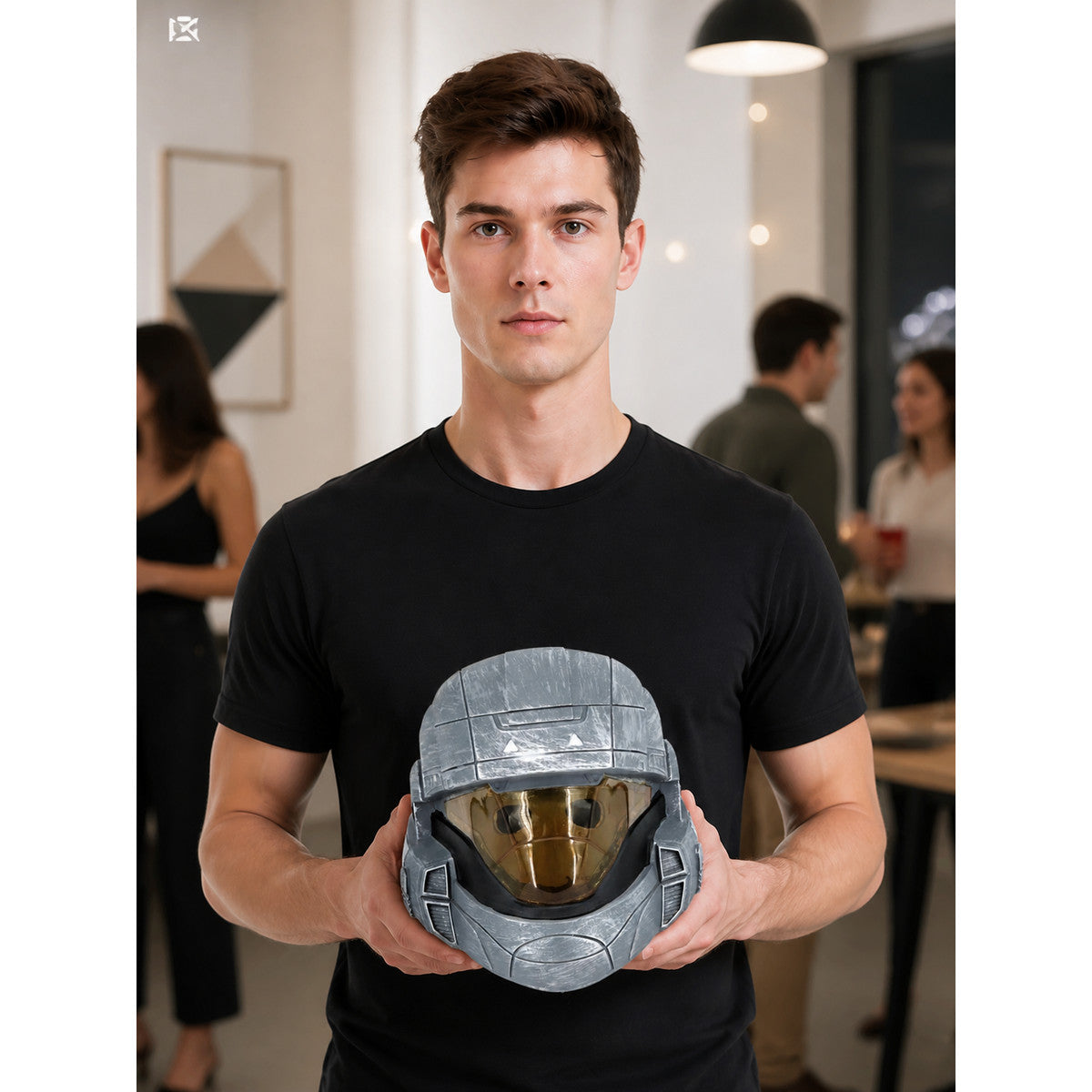 Gray and Gold Carnival Mask for Halloween and Cosplay lifestyle view