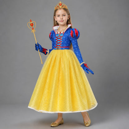 Snow White Princess Costume with Crown and Staff Costume Headwear detail