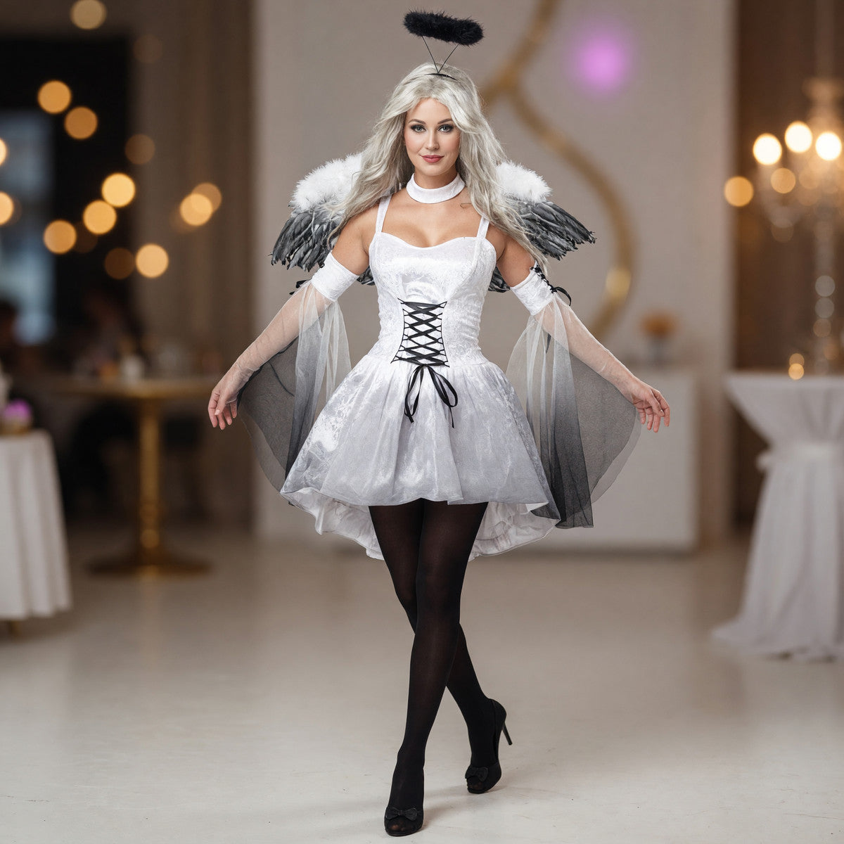 Angel Dress with Wings and Black Halo lifestyle