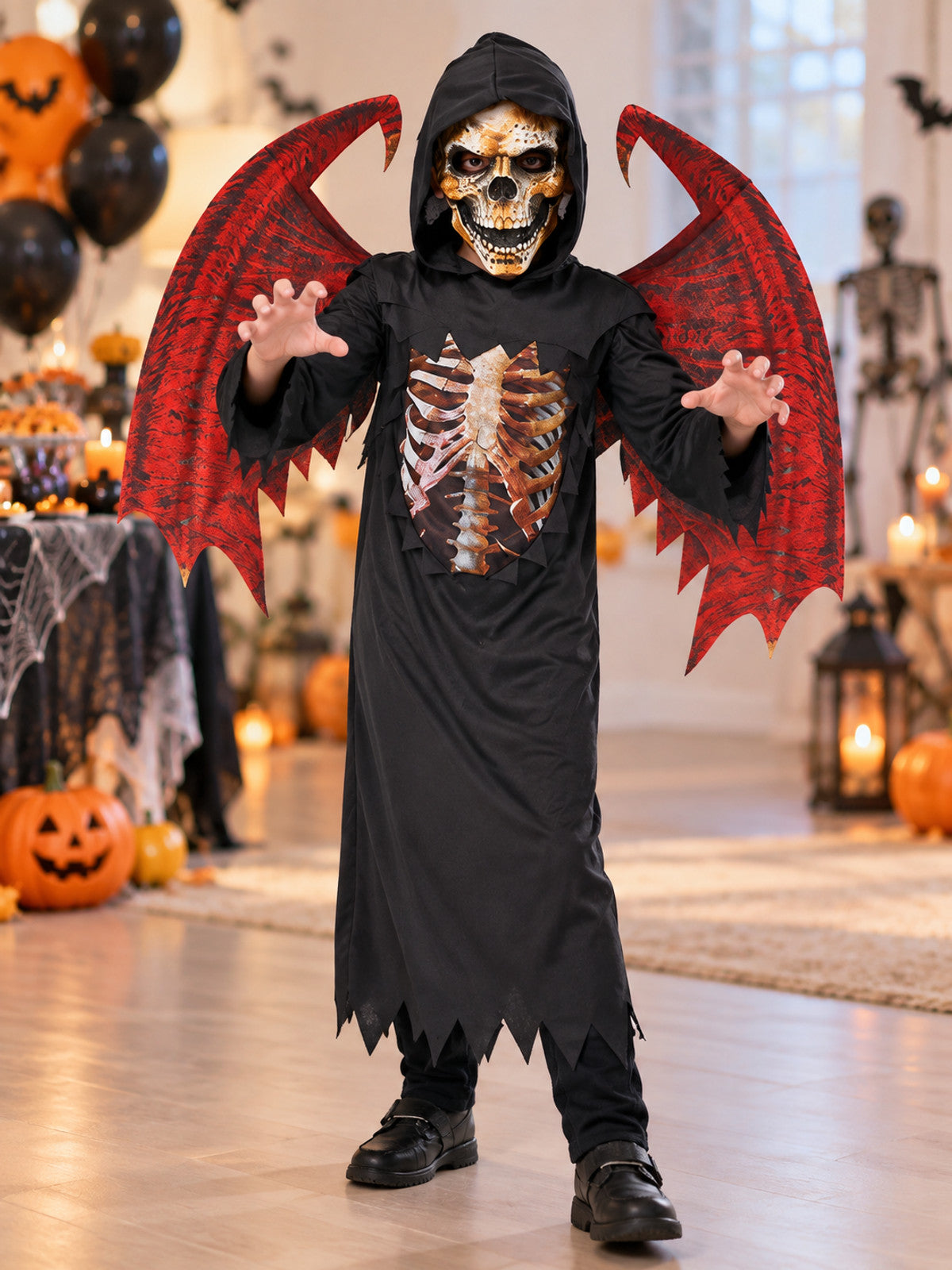 Kids' Demon Carnival Costume with Wings and Mask