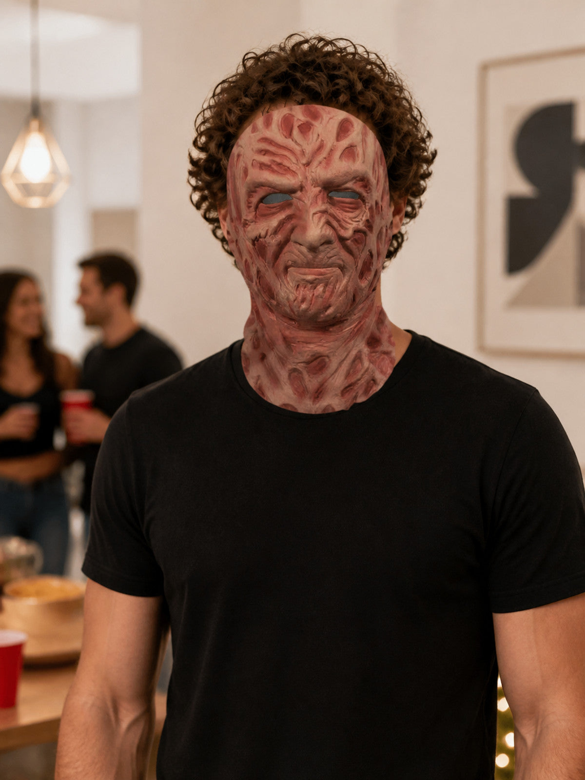 Halloween Zombie Mask, Brown and Red, Full Face lifestyle view