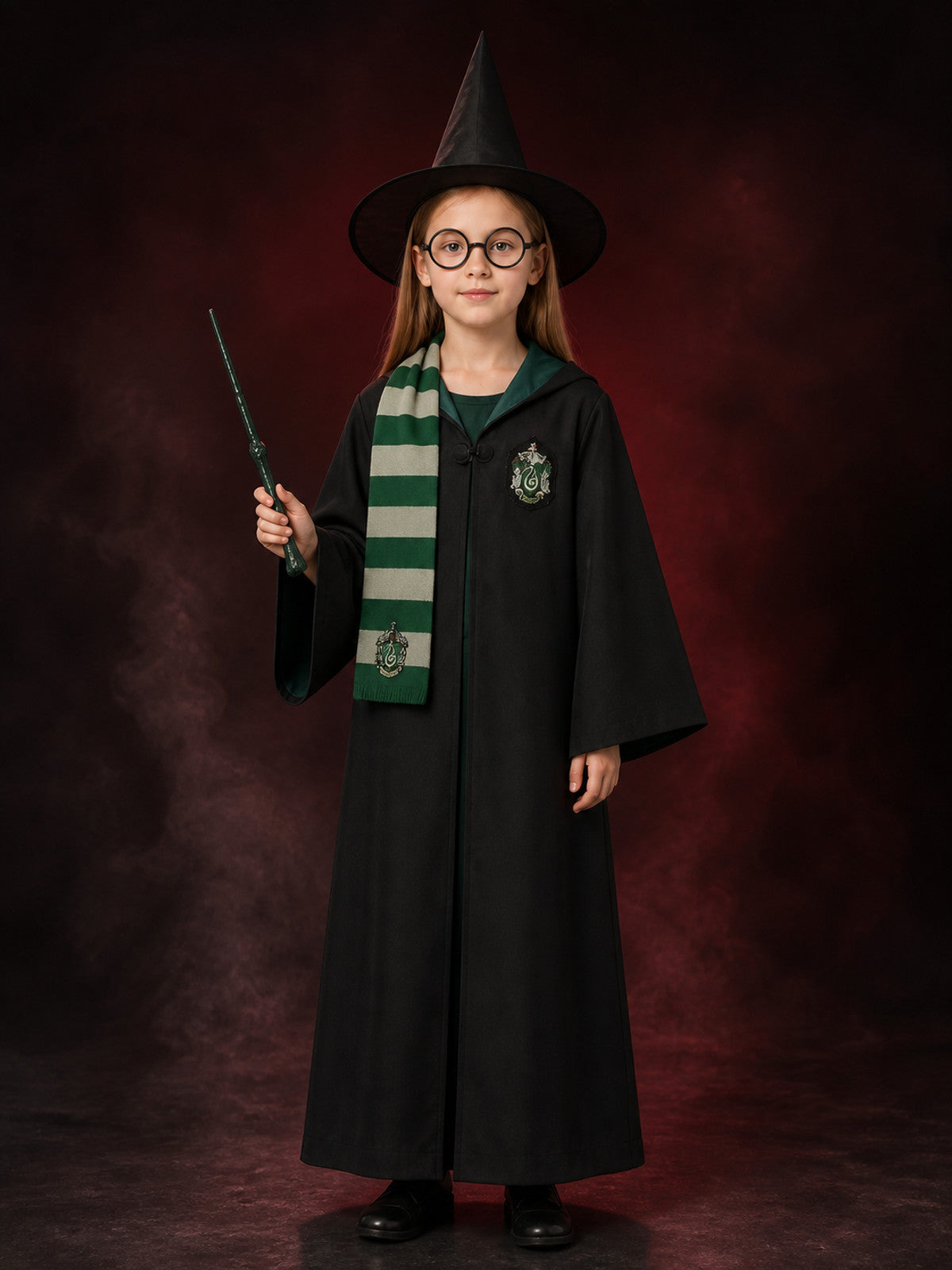 Slytherin Wizard Costume with Hood for Cosplay