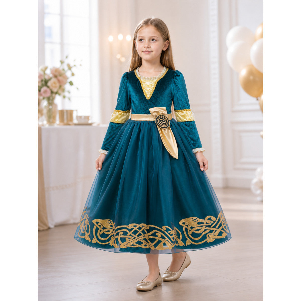 Blue and Gold Princess Costume for Halloween lifestyle view