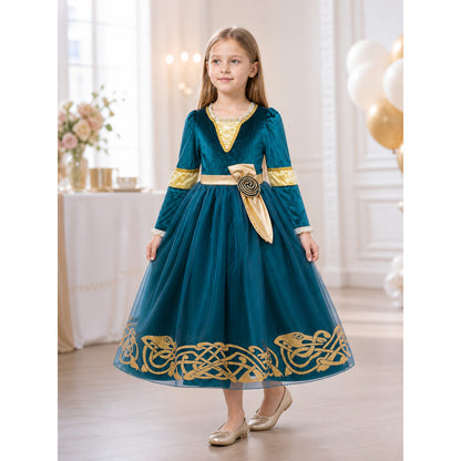 Blue and Gold Princess Costume for Halloween lifestyle view