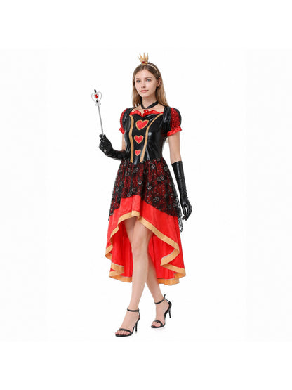 Red and Black Stage Dress with Gold Trim Costume Dresses detail