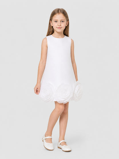 Girls' Dressy Sleeveless Dress with 3D Rose Appliqués product detail