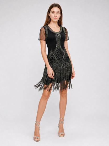 Vintage Fringe and Sequin Party Dress Costume Dresses detail