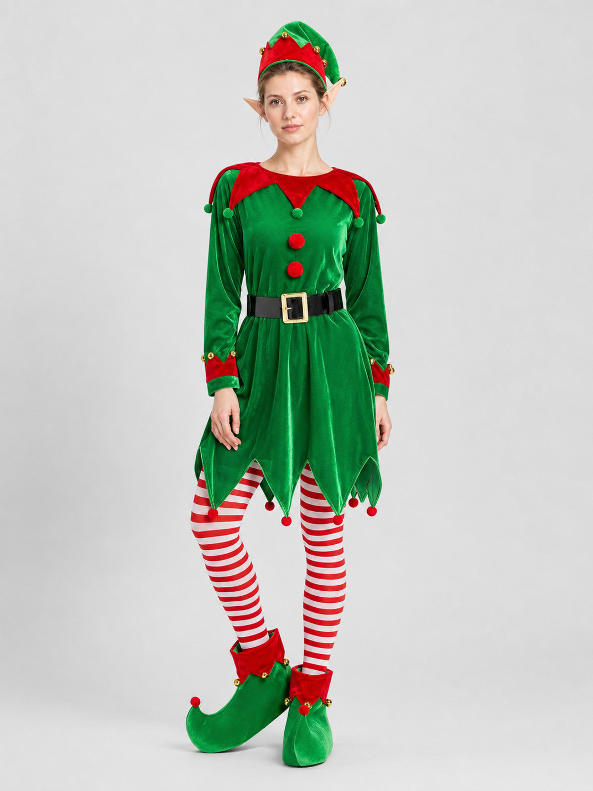 Christmas Elf Costume: Dress, Hat, Belt
