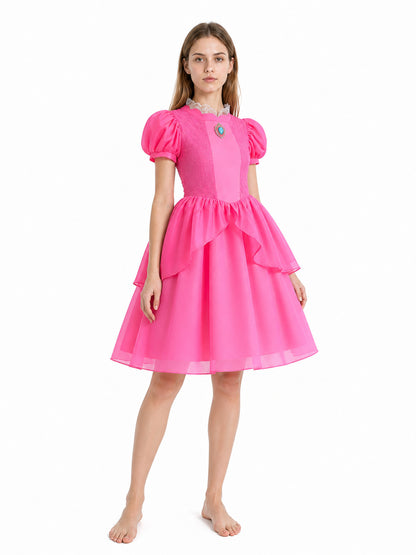 Peach Dress with Layered Skirt, Pink Costume Dresses detail