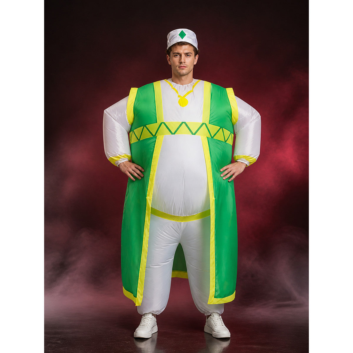 Adult Cartoon Mouse Inflatable Costume, Green-Yellow Coat with Silver Hat for main product view