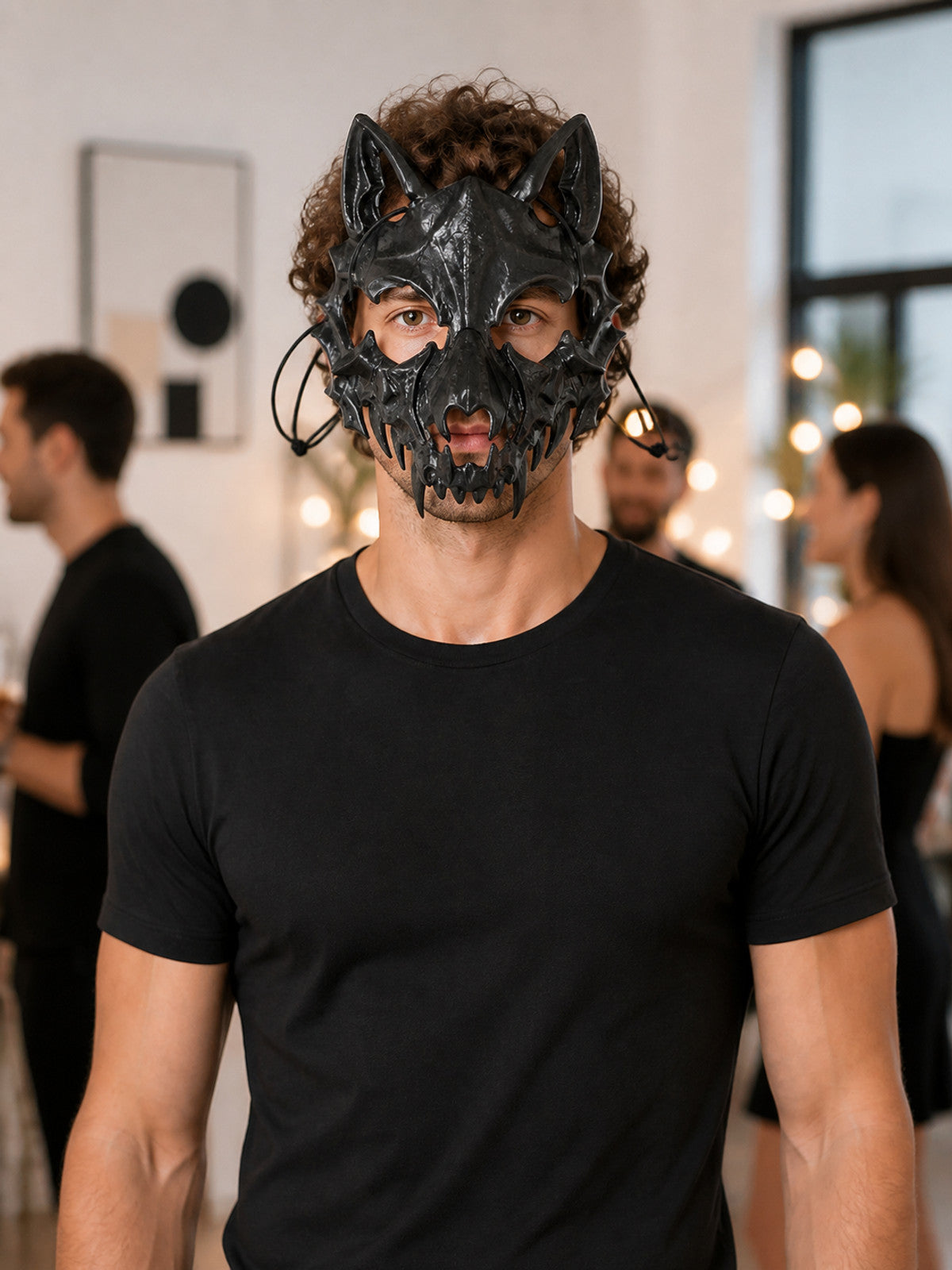 Black-and-White Bat-Shaped Carnival Mask lifestyle view