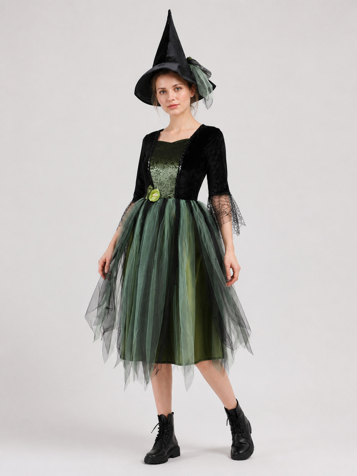 Halloween Witch Dress with Layered Skirt
