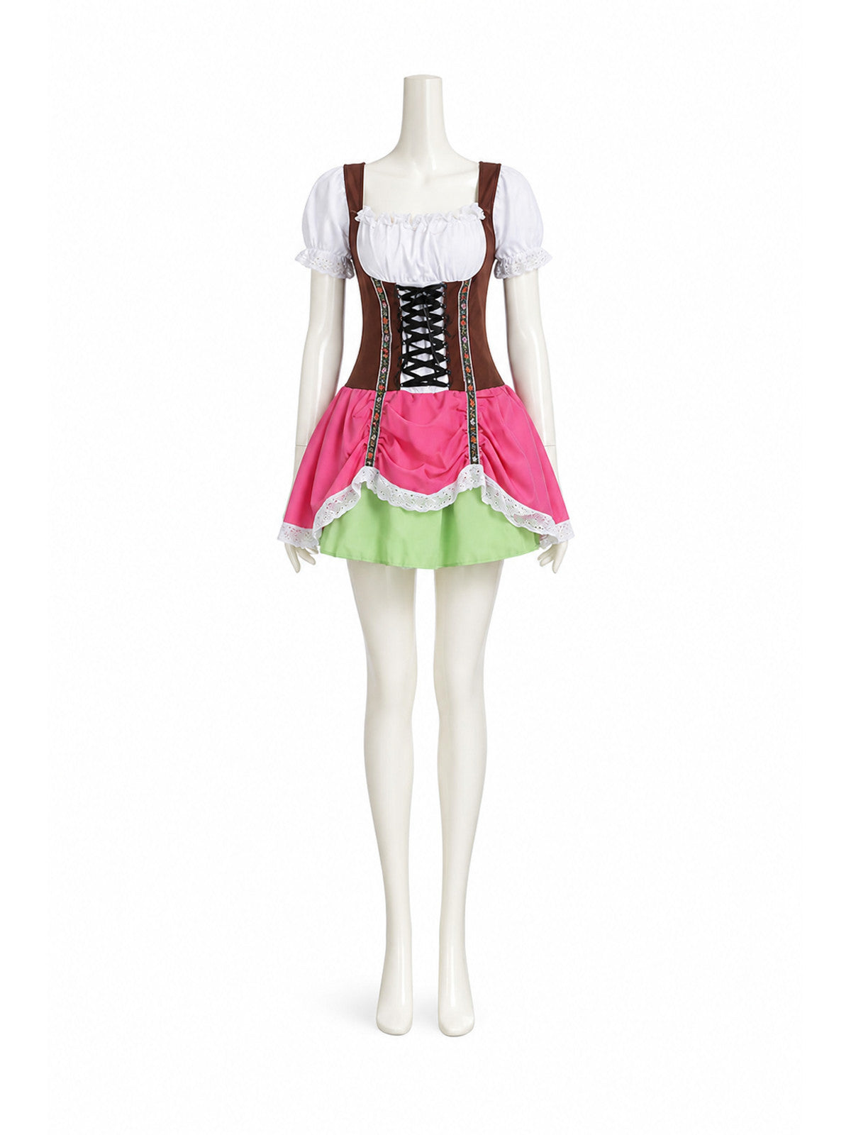 Short Tiered Dress with Lace and Lacing