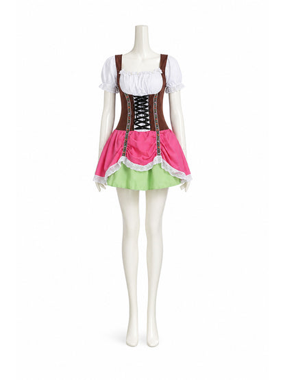 Short Tiered Dress with Lace and Lacing