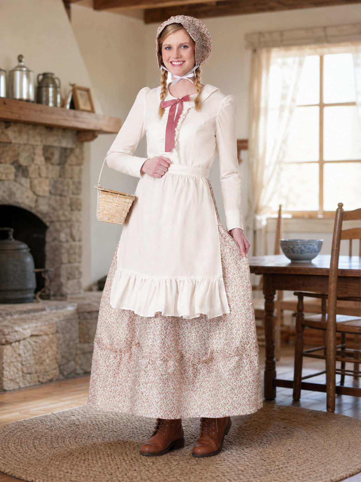 Red Riding Hood Costume with Apron and Bonnet