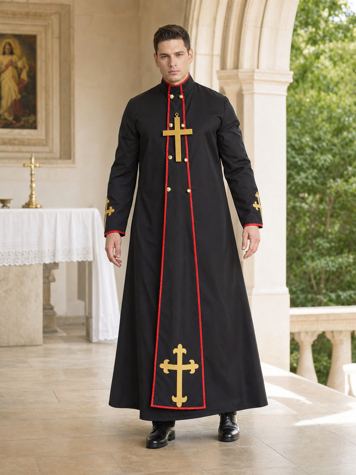 Clergy Costume with Crosses lifestyle view