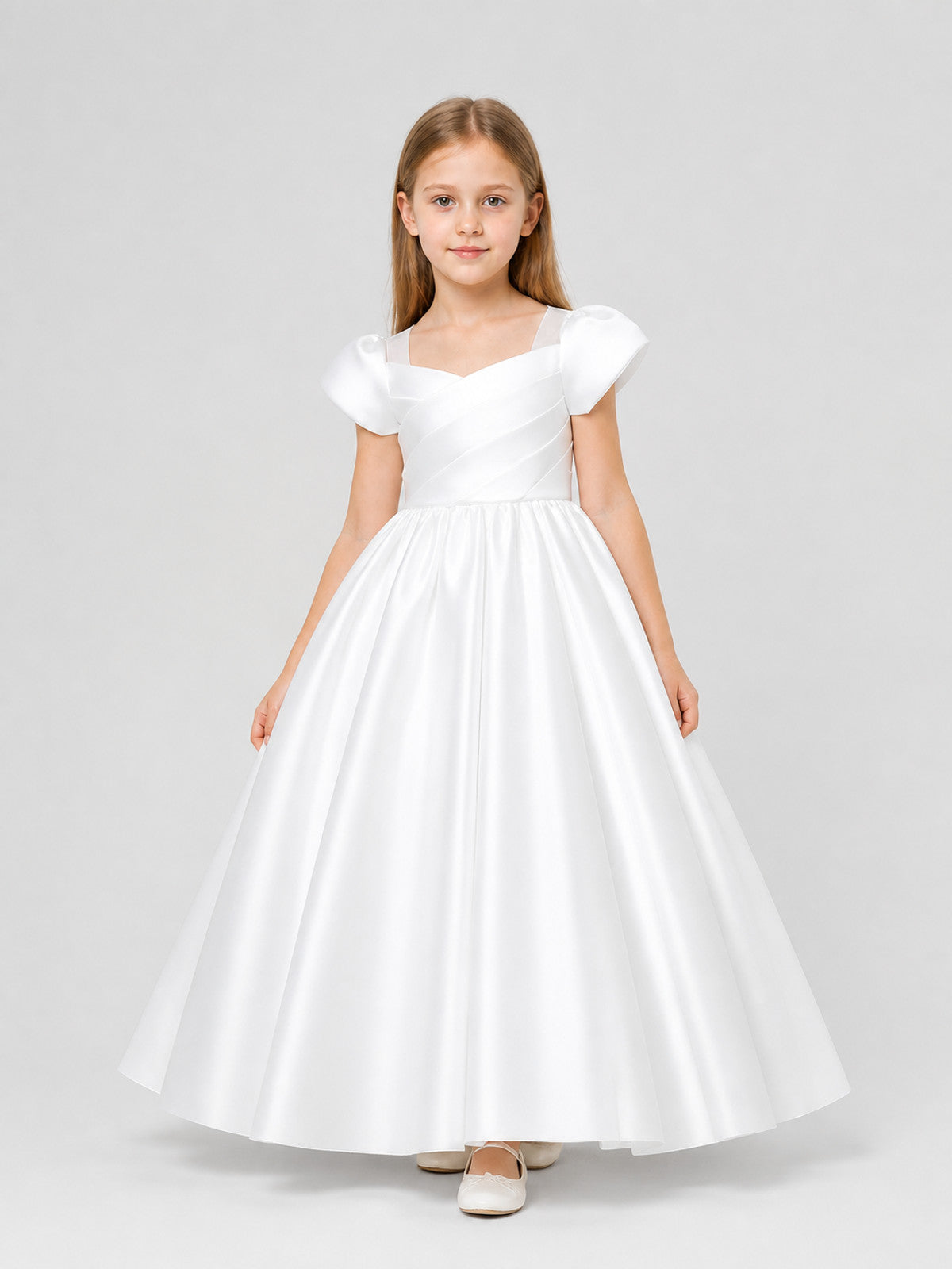 White Girls’ Princess Dress with a Full Skirt product detail