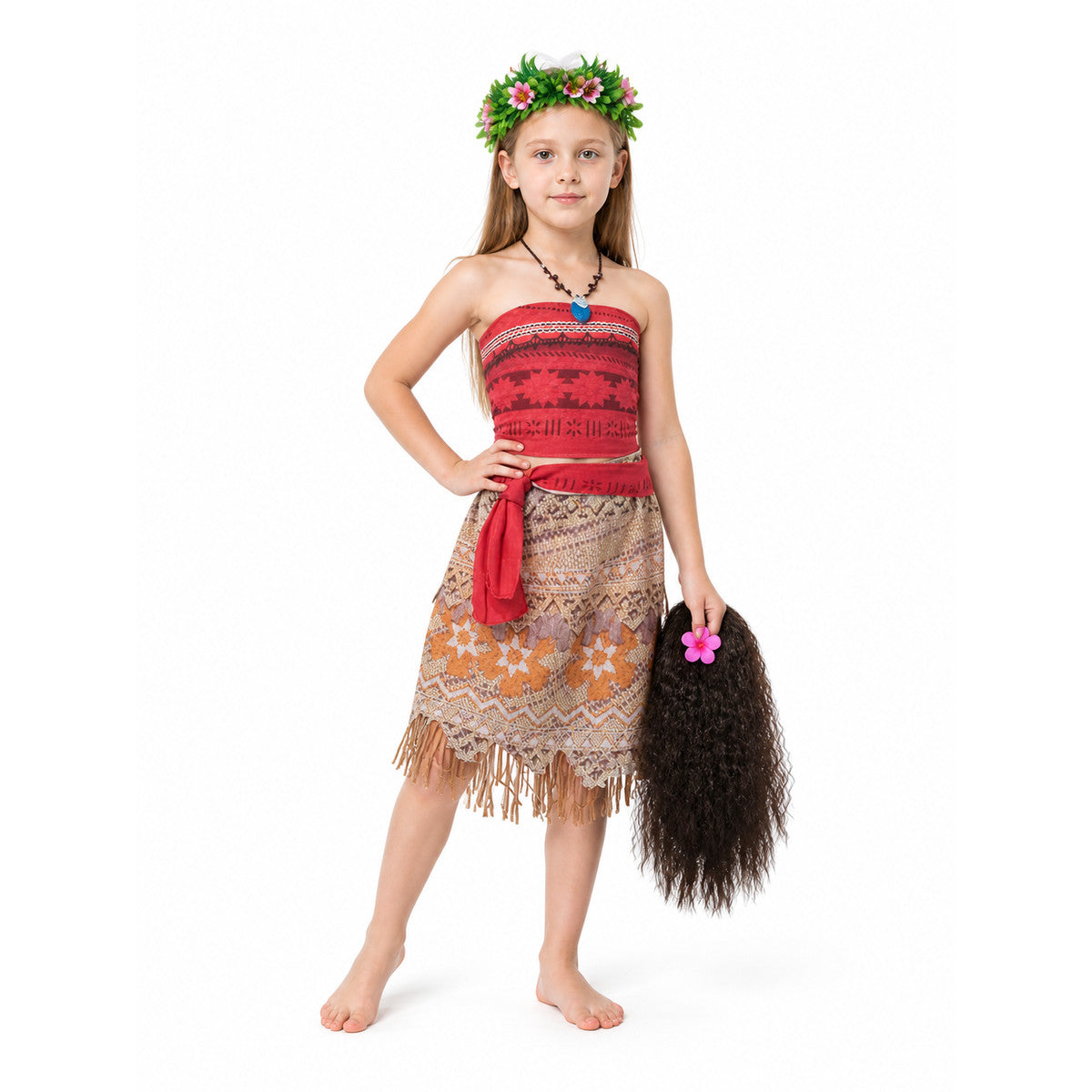 Moana Costume with Wig and Necklace for Parties Costume Wigs detail
