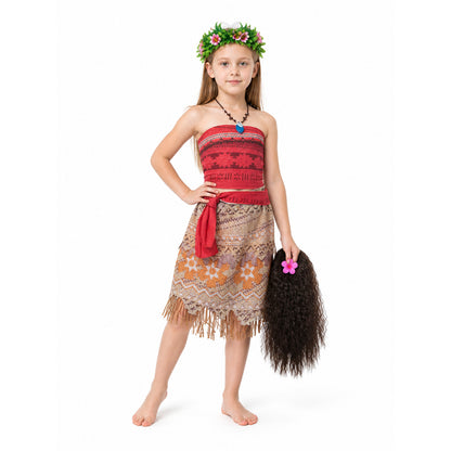 Moana Costume with Wig and Necklace for Parties Costume Wigs detail