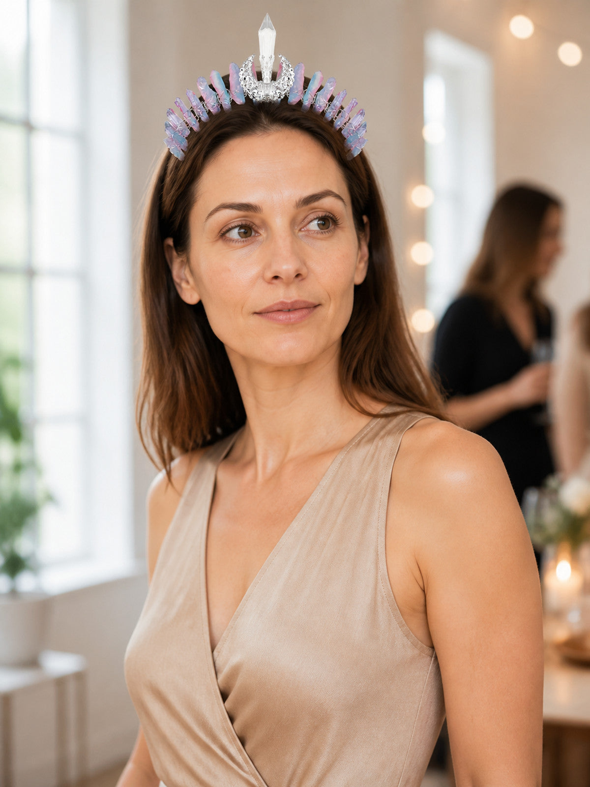 Carnival Crown Headband with Iridescent Crystals lifestyle view