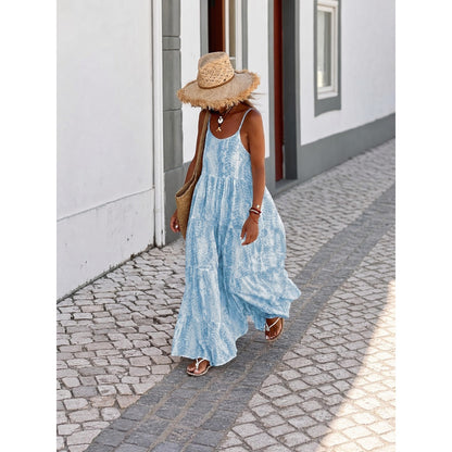 Women's Long Dress with Thin Straps, Relaxed Fit