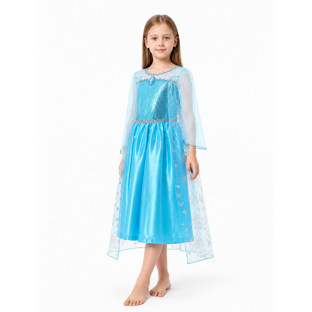 Elsa Dress for Girls with Sequins and Snowflakes Costume Dresses detail