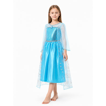 Elsa Dress for Girls with Sequins and Snowflakes Costume Dresses detail