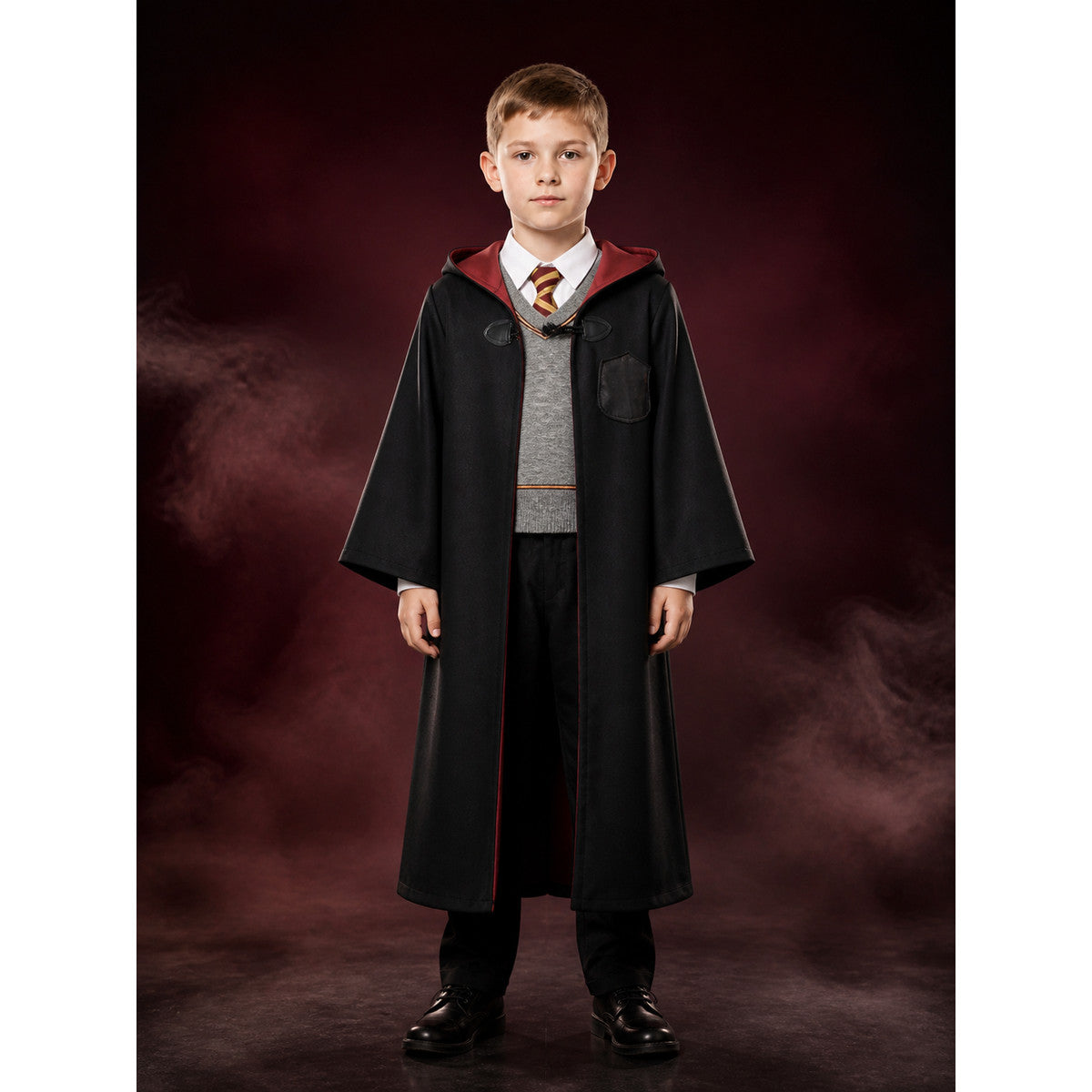 Kids Hooded Wizard Robe Costume Set, 3-Piece Halloween School-Themed Outfit lifestyle