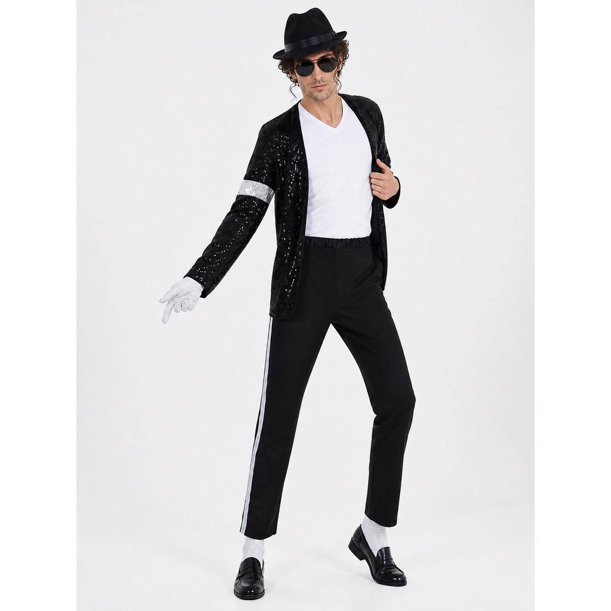 Michael Jackson Sequin Stage Costume on-model front view