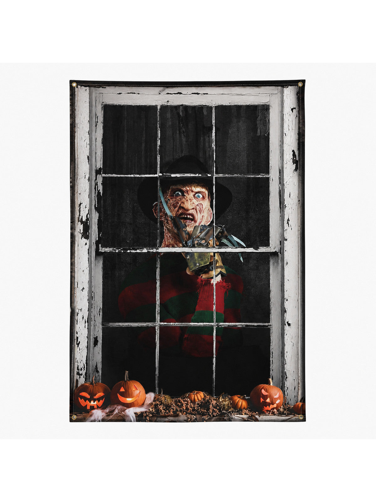 1pc Halloween Wall Decor Backdrop, Scary Character with Metal Claws and Pumpkin
