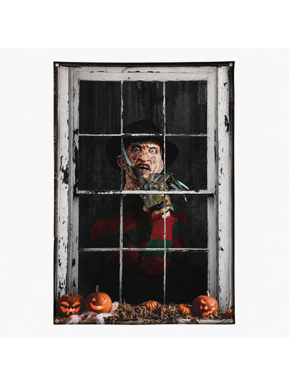 1pc Halloween Wall Decor Backdrop, Scary Character with Metal Claws and Pumpkin
