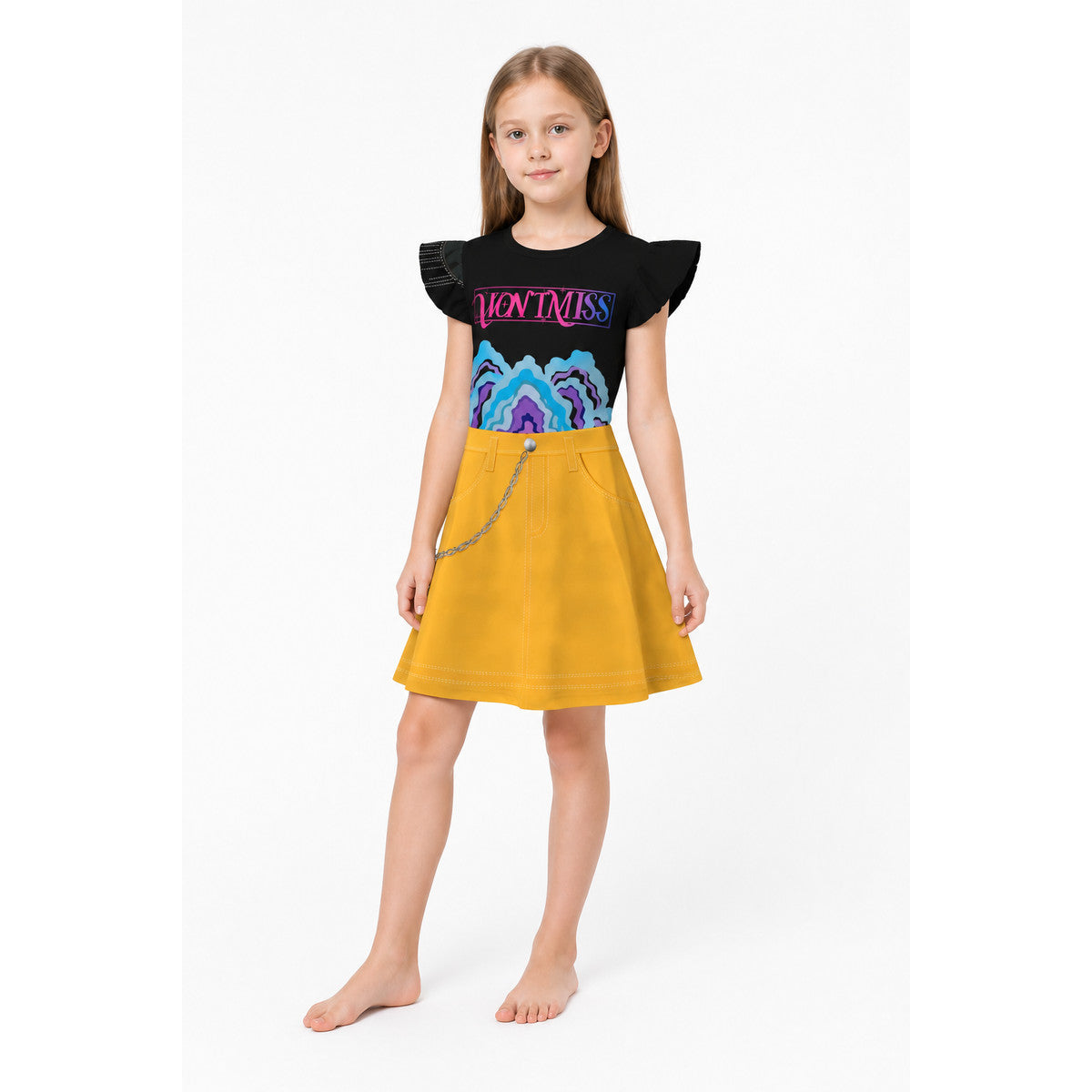 Halloween Costume Dress with Print and Chain