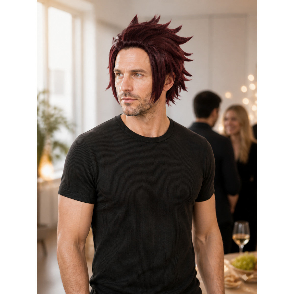 Red-Brown Carnival Wig for Halloween and Cosplay lifestyle view
