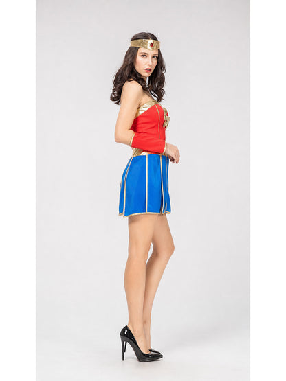Superhero Costume Dress with Headband and Cuffs