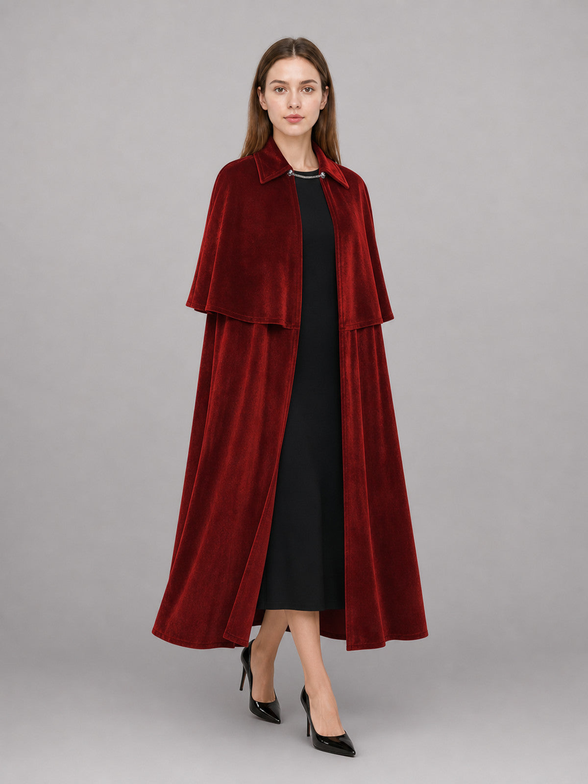 Burgundy Carnival Cape with a High Collar occasion guide