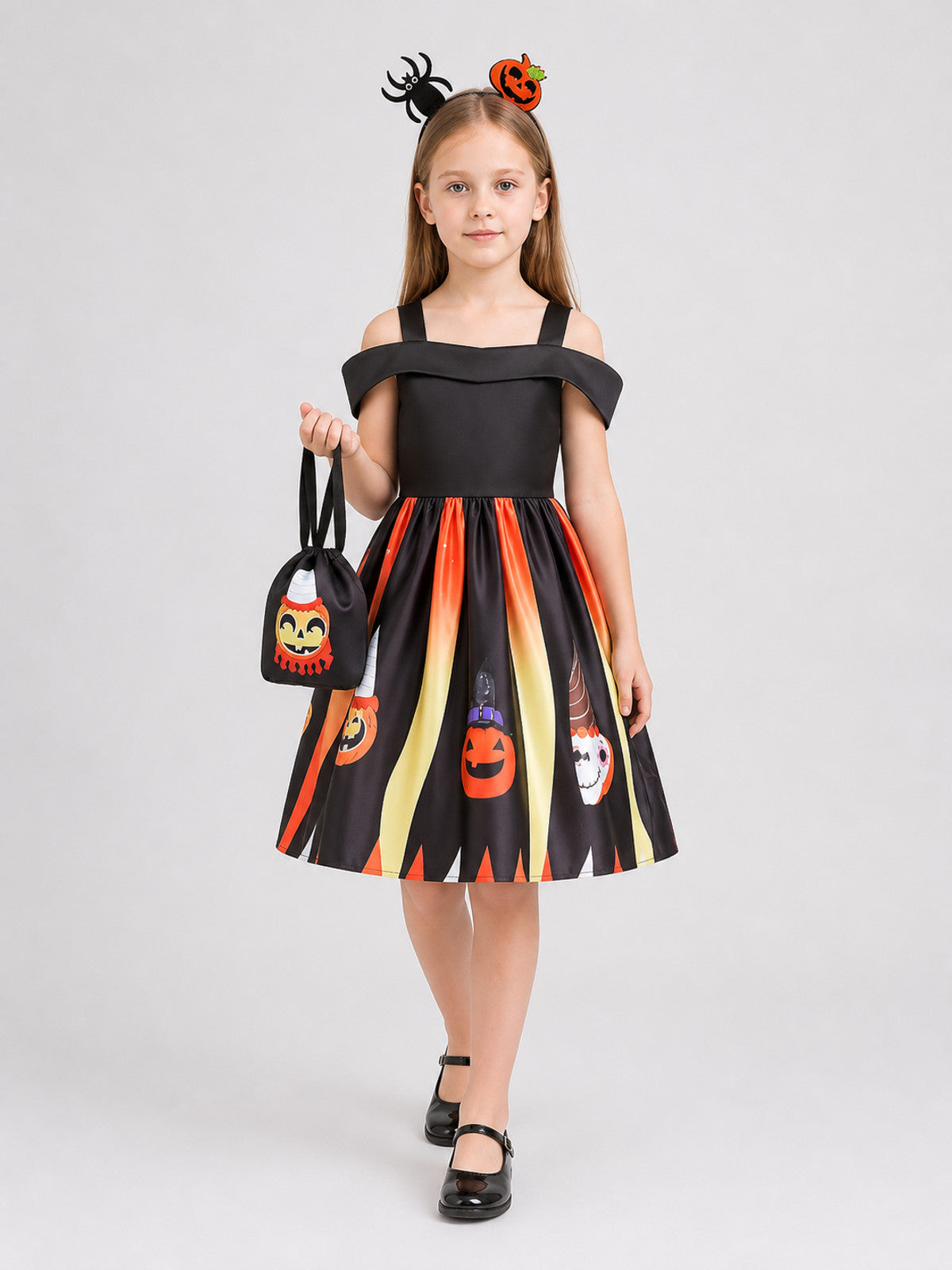 Children's Halloween Dress with a Full Skirt and Headband Costume Dresses detail