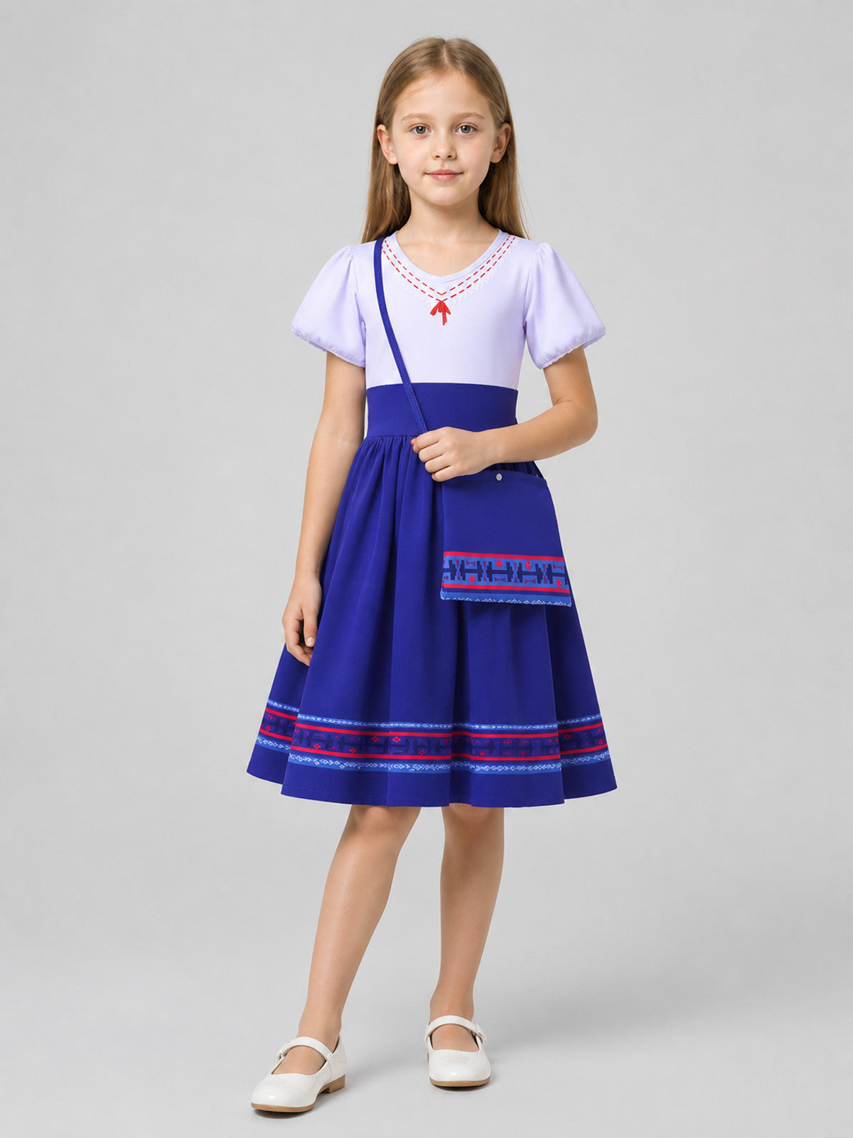 Children’s cosplay dress with handbag, white and blue product detail