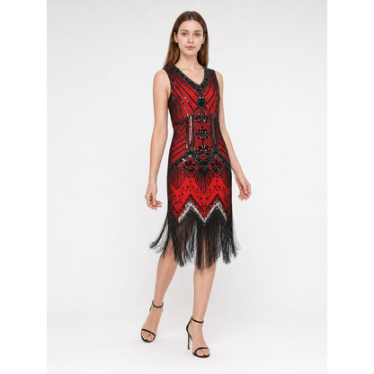 Gatsby-Style Dress with Fringe and Sequins