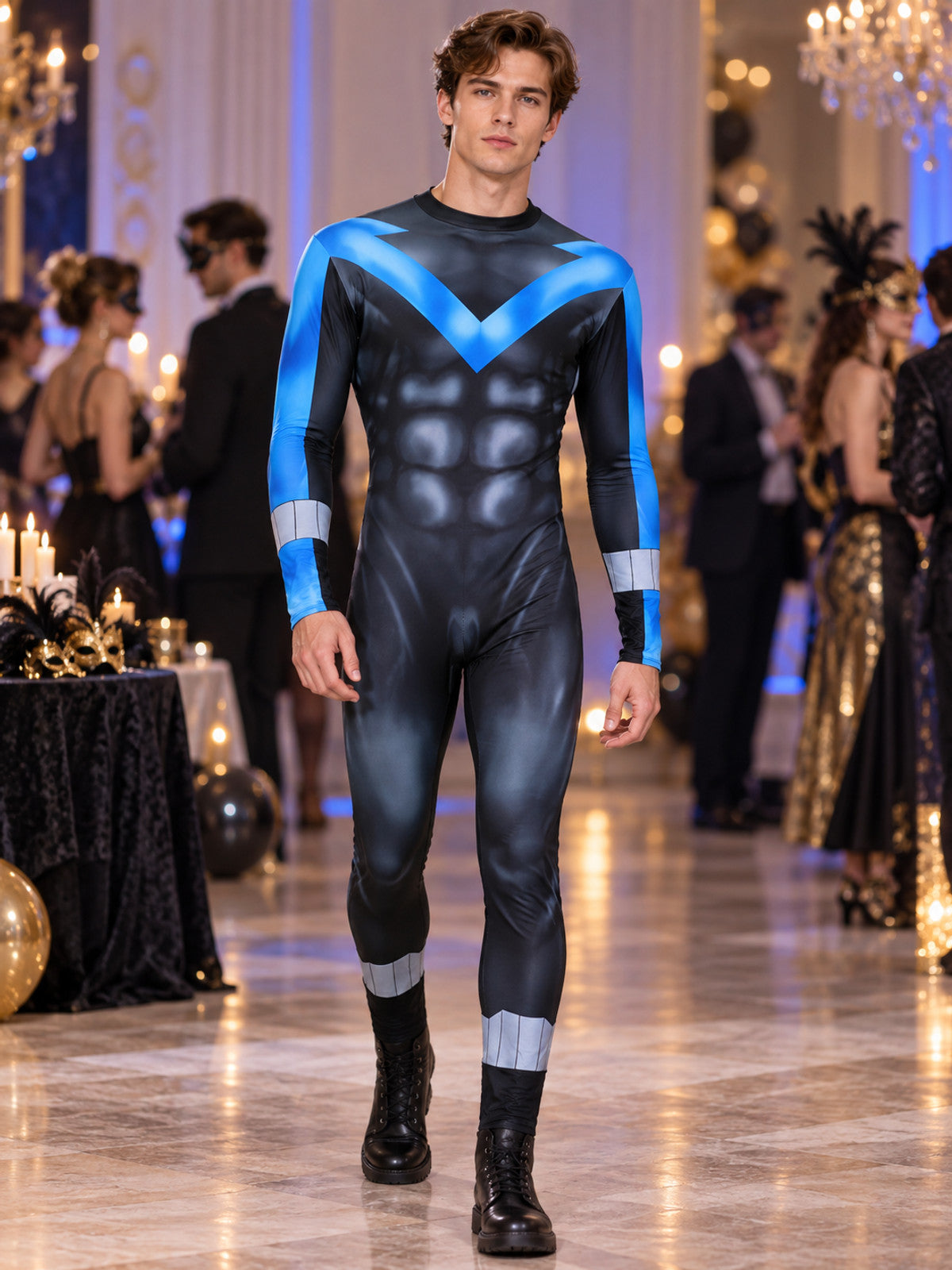 Batman Cosplay Costume Blue Jumpsuit with Muscle Simulation