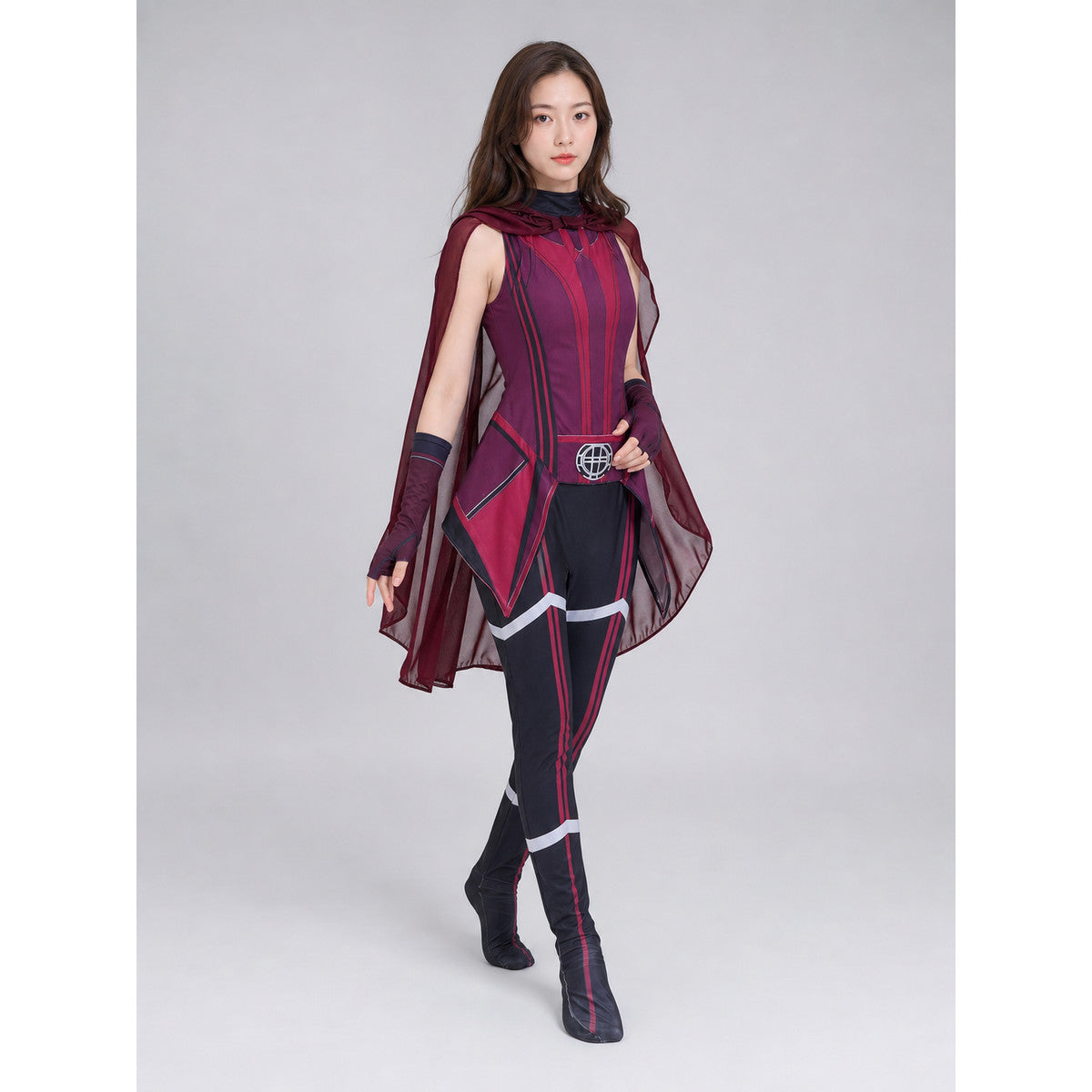 Scarlet Witch Cosplay Costume with Cape and Gloves