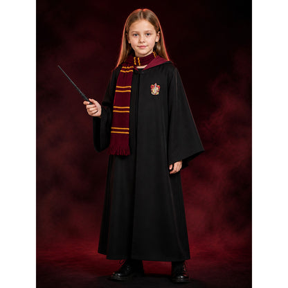 Kids Wizard Robe Costume Set, Hooded Cloak With Scarf And Wand main product view