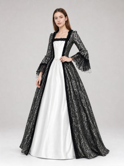 Gothic Vintage Floor-Length Dress with Sleeves