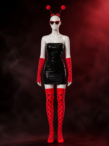 Bee Costume Accessories Set with Headband, Sunglasses, Gloves & Earrings - Red main product view 2