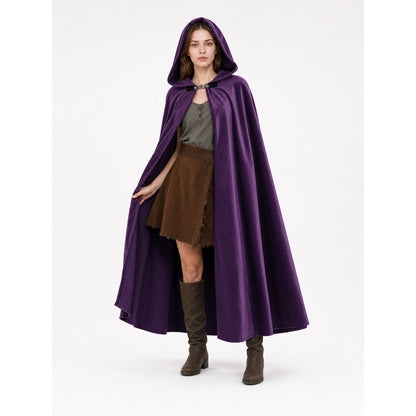 Purple Hooded Medieval Costume Cloak lifestyle