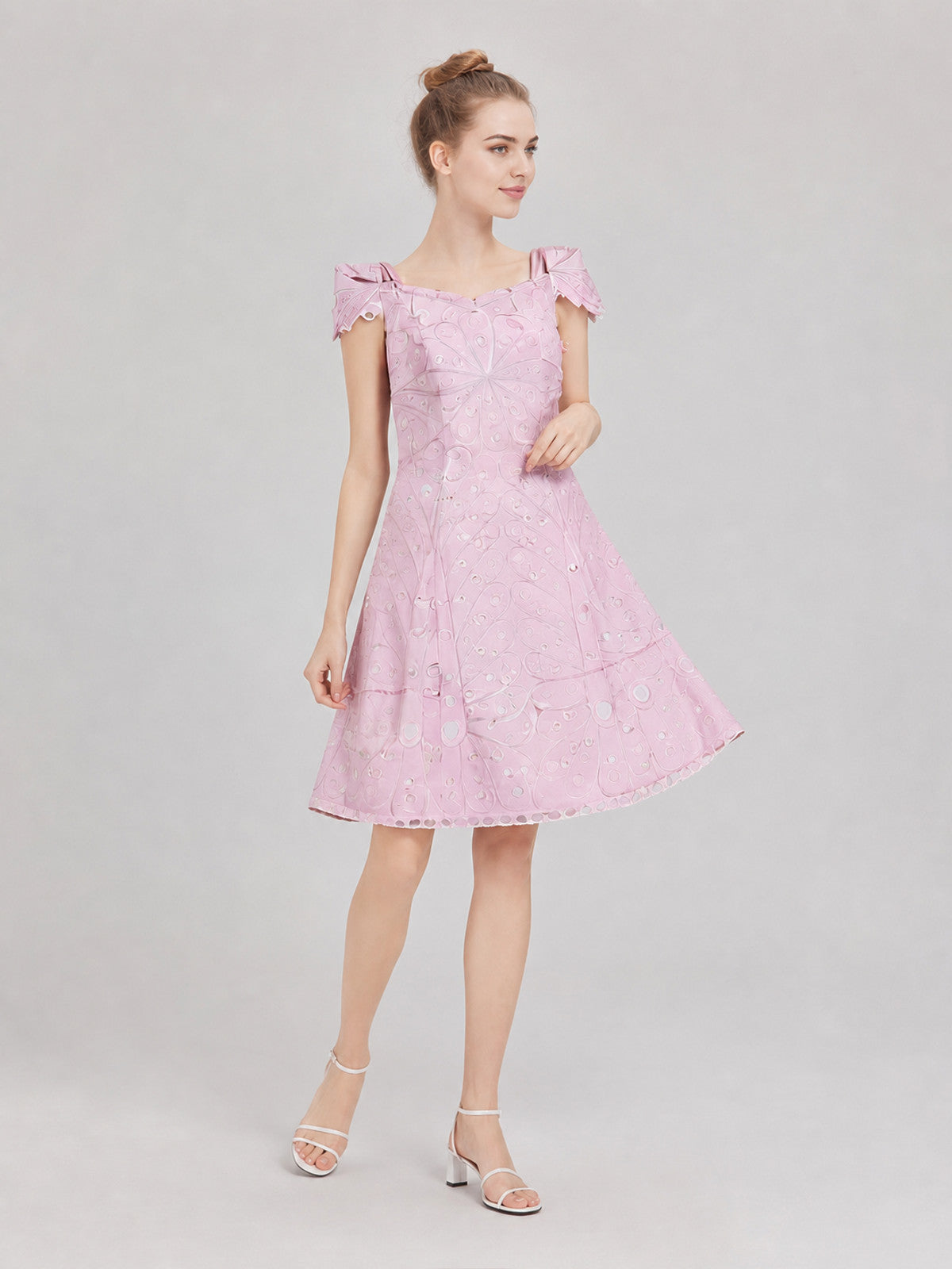 Pink cosplay dress inspired by the film “Wicked 2.” The design features a