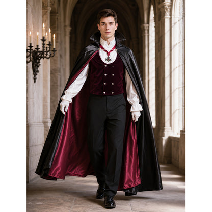 Vampire Costume: Cloak, Vest, Shirt, and Pants lifestyle view