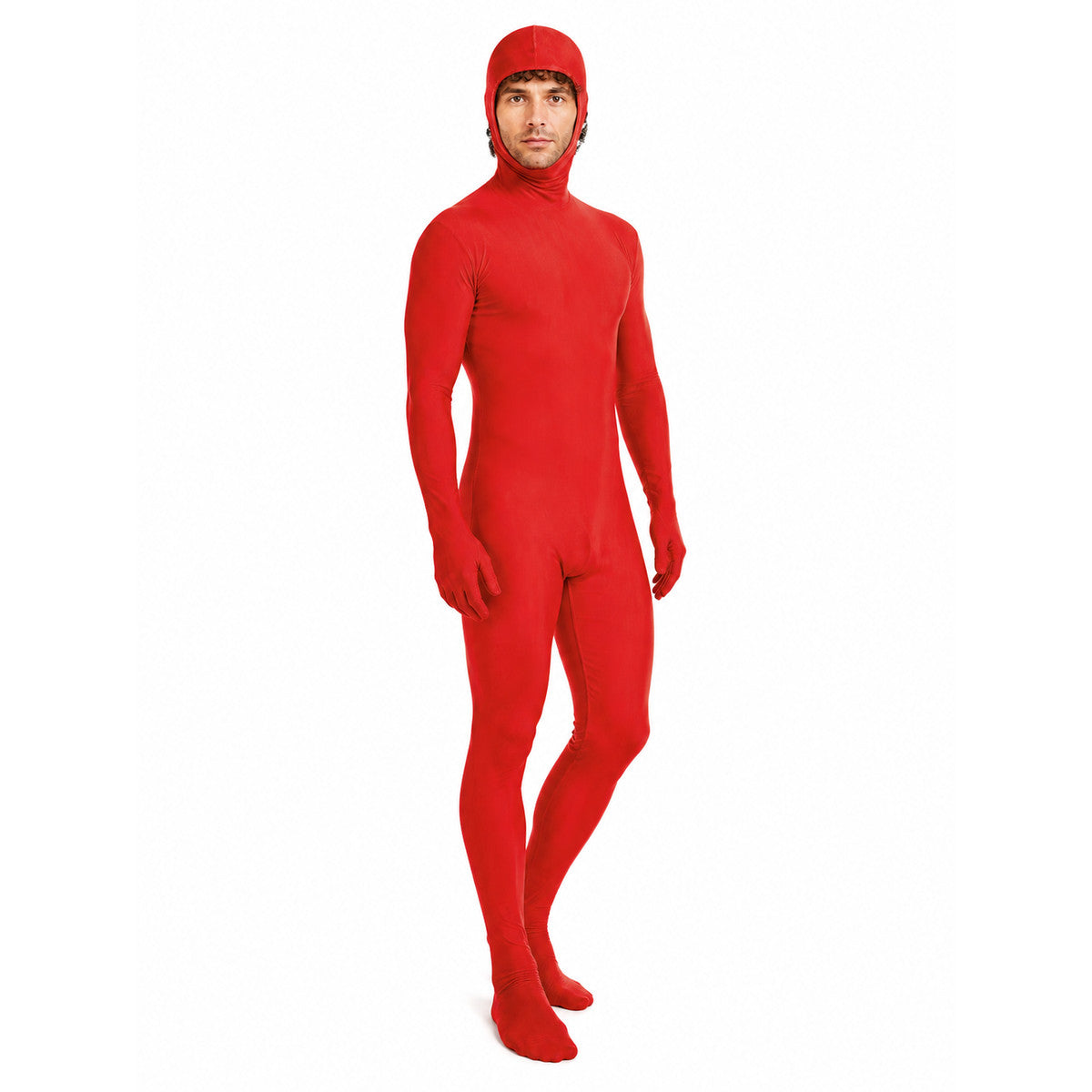 Red Zentai Suit with Open Face and Hood product detail
